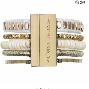 Victoria Emerson Kalamazoo Cuff Magnetic Clasp Bracelet Beads Studded Leather